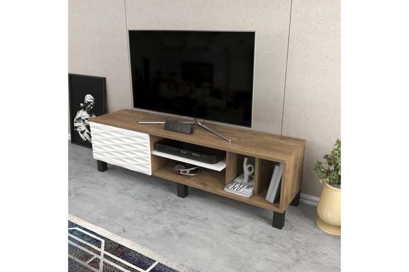 Rinorea Golvstående TV-bänk 140 cm med Förvaring i Mörkt Trä - Brun - Möbler - Vardagsrum - Tv-möbler & mediamöbler - Tv-bänkar