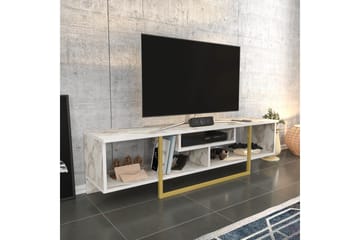 Rinorea Golvstående TV Bänk 150 cm i Trä med Metallunderrede och Förvaring - Vit - Möbler - Vardagsrum - Tv-möbler & mediamöbler - Tv-bänkar