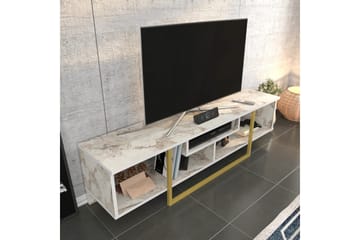 Rinorea Golvstående TV Bänk 150 cm i Trä med Metallunderrede och Förvaring - Vit - Möbler - Vardagsrum - Tv-möbler & mediamöbler - Tv-bänkar