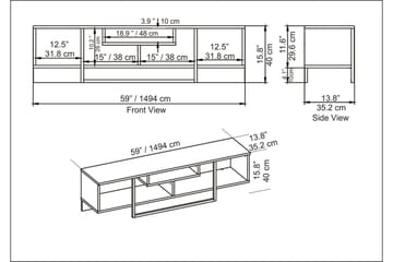 Rinorea Golvstående TV Bänk 150 cm i Trä med Metallunderrede och Förvaring - Vit - Möbler - Vardagsrum - Tv-möbler & mediamöbler - Tv-bänkar