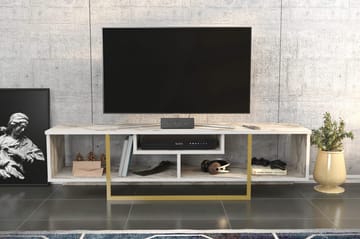 Rinorea Golvstående TV Bänk 150 cm i Trä med Metallunderrede och Förvaring - Vit - Möbler - Vardagsrum - Tv-möbler & mediamöbler - Tv-bänkar