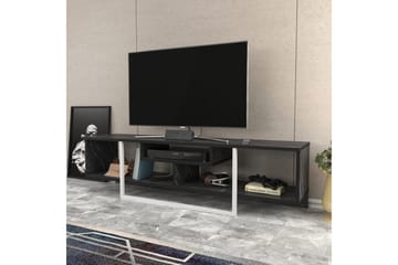 Rinorea Golvstående Tv Bänk 150 cm med Förvaring i Målat Trä och marmorutseende - Svart - Möbler - Vardagsrum - Tv-möbler & mediamöbler - Tv-bänkar