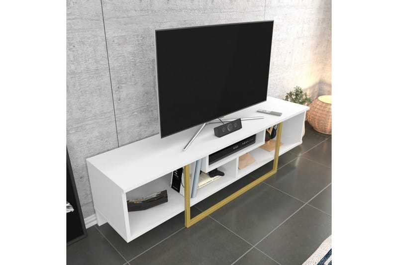 Rinorea Golvstående Tv Bänk 150 cm med Förvaring i Målat Trä - Vit - Möbler - Vardagsrum - Tv-möbler & mediamöbler - Tv-bänkar