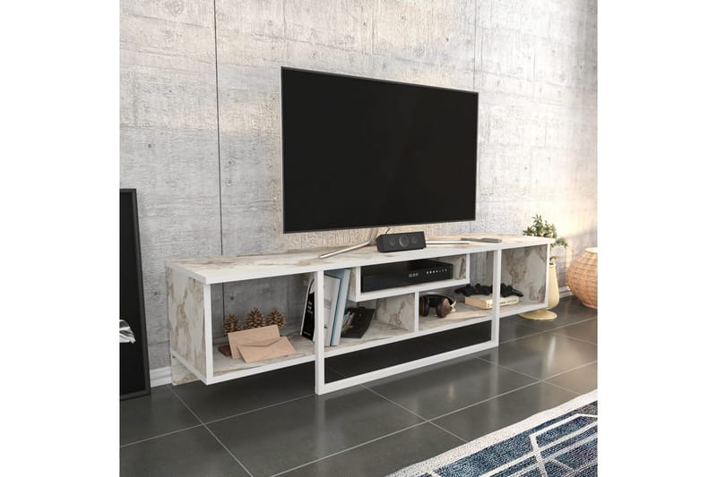 Rinorea Golvstående Tv Bänk 150 cm med Förvaring i Trä - Vit - Möbler - Vardagsrum - Tv-möbler & mediamöbler - Tv-bänkar