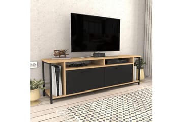 Rinorea Golvstående TV-bänk 160 cm med Förvaring i Mörkt Trä - Svart - Möbler - Vardagsrum - Tv-möbler & mediamöbler - Tv-bänkar
