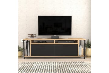 Rinorea Golvstående TV-bänk 160 cm med Förvaring i Mörkt Trä - Svart - Möbler - Vardagsrum - Tv-möbler & mediamöbler - Tv-bänkar