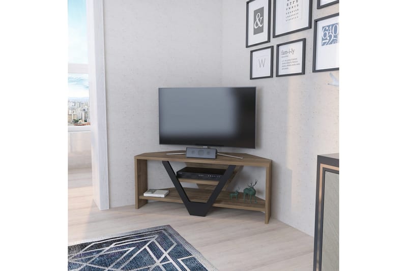 Rinorea Golvstående Tv Bänk 90 cm med Förvaring i Mörkt Trä - Brun - Möbler - Vardagsrum - Tv-möbler & mediamöbler - Tv-bänkar
