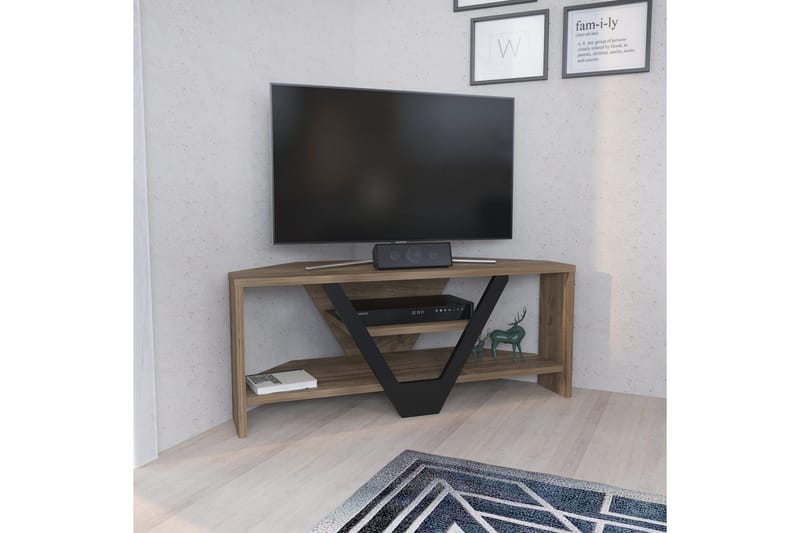 Rinorea Golvstående Tv Bänk 90 cm med Förvaring i Mörkt Trä - Brun - Möbler - Vardagsrum - Tv-möbler & mediamöbler - Tv-bänkar