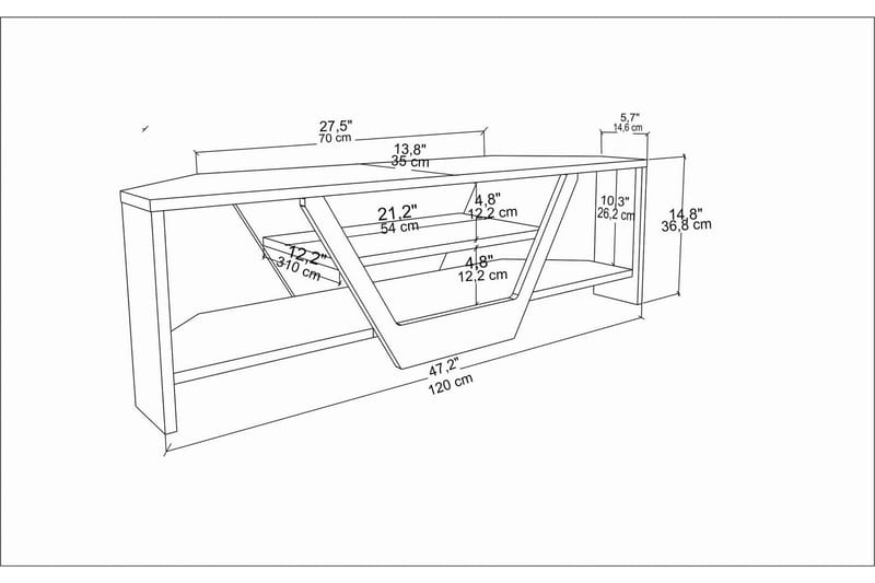 Rinorea Tv-bänk 120x36,8 cm - Vit - Möbler - Vardagsrum - Tv-möbler & mediamöbler - Tv-bänkar