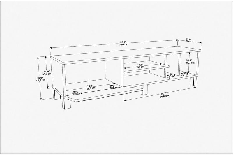 Rinorea Tv-bänk 140x40,3 cm - Blå - Möbler - Vardagsrum - Tv-möbler & mediamöbler - Tv-bänkar