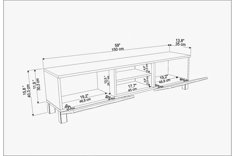 Rinorea Tv-bänk 150x40,3 cm - Vit - Möbler - Vardagsrum - Tv-möbler & mediamöbler - Tv-bänkar