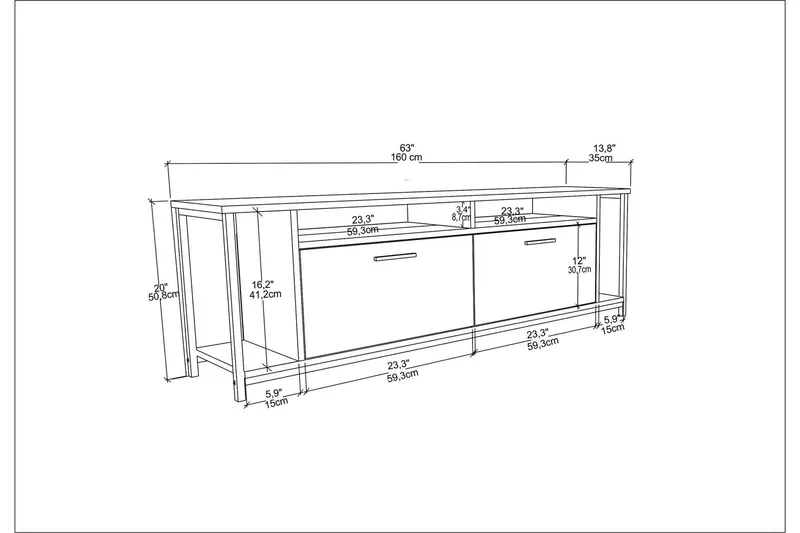 Rinorea Tv-bänk 160x50,8 cm - Brun - Möbler - Vardagsrum - Tv-möbler & mediamöbler - Tv-bänkar