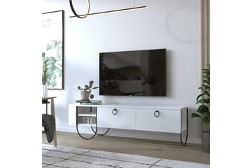 Riskalen Golvstående TV Bänk 150 cm med Förvaring i Målat Trä - Vit - Möbler - Vardagsrum - Tv-möbler & mediamöbler - Tv-bänkar