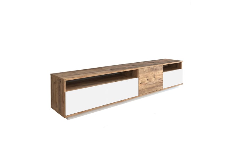 ROLAN Tv-bänk 180 cm 2 Hyllor Natur/Vit - Möbler - Vardagsrum - Tv-möbler & mediamöbler - Tv-bänkar