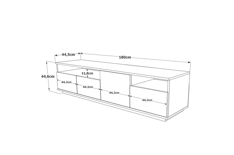 ROLAN Tv-bänk 180 cm 2 Hyllor Natur/Vit - Möbler - Vardagsrum - Tv-möbler & mediamöbler - Tv-bänkar