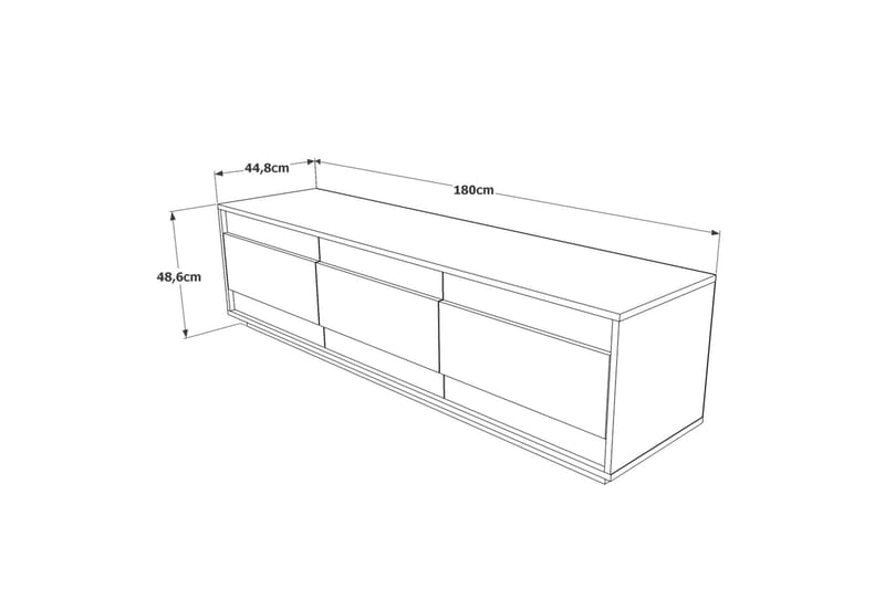 ROLAN Tv-bänk 180 cm 3 Skåp Vit/Natur - Tv-bänkar