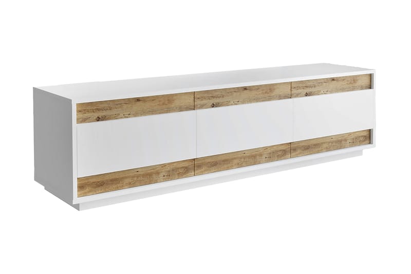 ROLAN Tv-bänk 180 cm 3 Skåp Vit/Natur - Möbler - Vardagsrum - Tv-möbler & mediamöbler - Tv-bänkar