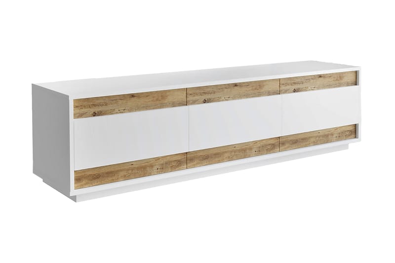 ROLAN Tv-bänk 180 cm 3 Skåp Vit/Natur - Tv-bänkar