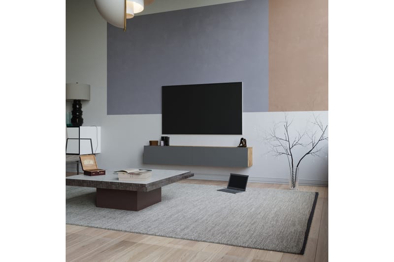 ROLAN Tv-bänk 180 cm Antracit/Natur - Tv-bänkar