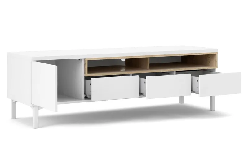 Roomers TV-Bänk 155,7 cm - Vit/Ek - Möbler - Vardagsrum - Tv-möbler & mediamöbler - Tv-bänkar