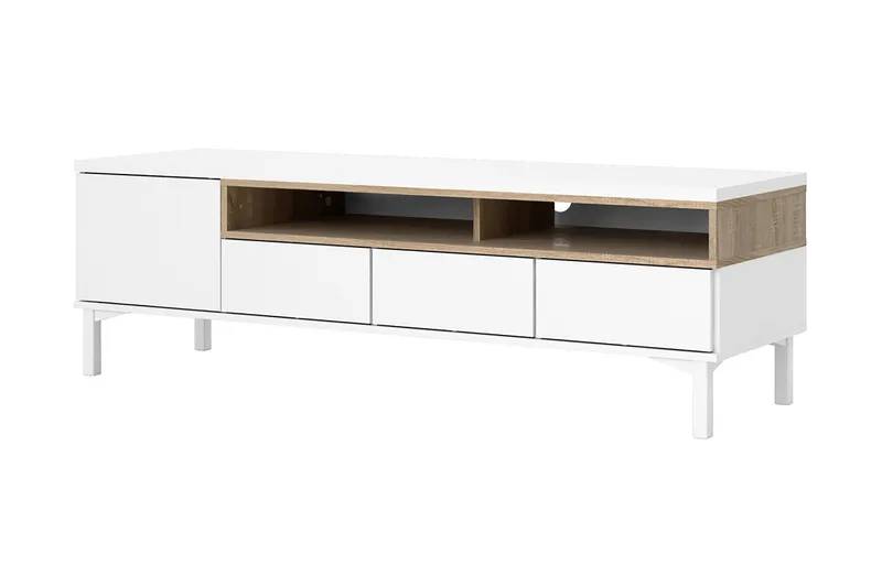 Roomers TV-Bänk 155,7 cm, Vit/Ek