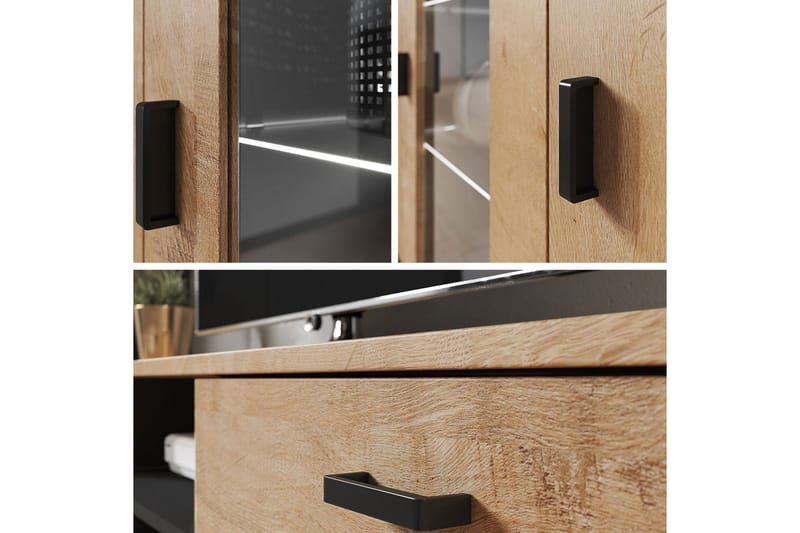 Ruskelsby TV-bänk 140 cm - Ek/Svart - Möbler - Vardagsrum - Tv-möbler & mediamöbler - Tv-bänkar