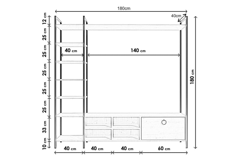 SAFAALAN Tv-bänk 180 cm Vit - Möbler - Vardagsrum - Tv-möbler & mediamöbler - Tv-bänkar