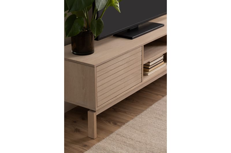 Sakie Golvstående Tv Bänk 160 cm med Förvaring i Ljust Trä - Ljusbeige - Möbler - Vardagsrum - Tv-möbler & mediamöbler - Tv-bänkar