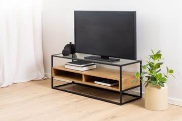 Sakila Golvstående Tv Bänk 120 cm med Förvaring i Metall med Trähylla - Svart - Möbler - Vardagsrum - Tv-möbler & mediamöbler - Tv-bänkar