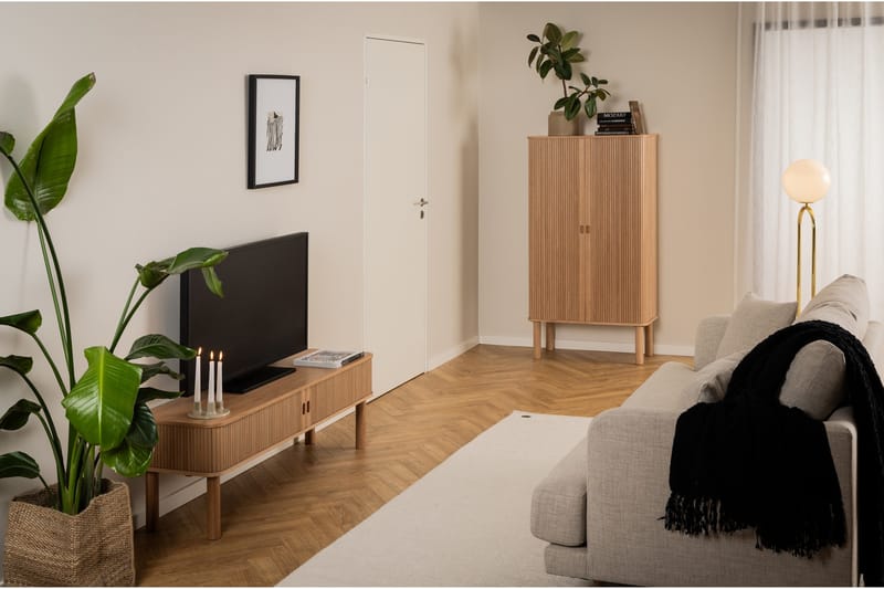 Samay Golvstående Tv Bänk 140 cm med Förvaring i Ek - Brun - Möbler - Vardagsrum - Tv-möbler & mediamöbler - Tv-bänkar