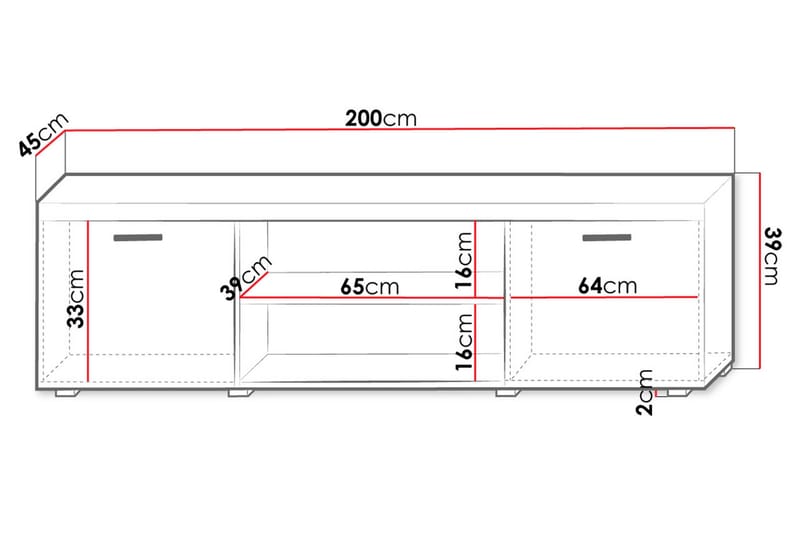 SAMBA TV-bänk 200x45x39 cm - Vit - Möbler - Vardagsrum - Tv-möbler & mediamöbler - Tv-bänkar