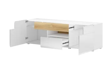 Saran TV-bänk 159 cm - Ek/Vit högglans - Möbler - Vardagsrum - Tv-möbler & mediamöbler - Tv-bänkar