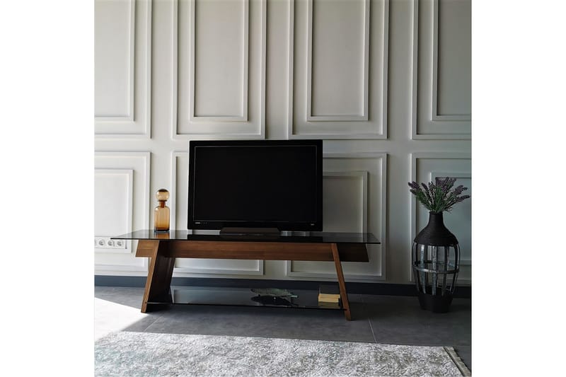 SCHAAK TV-Bänk 158 cm Valnöt/Svart - Möbler - Vardagsrum - Tv-möbler & mediamöbler - Tv-bänkar