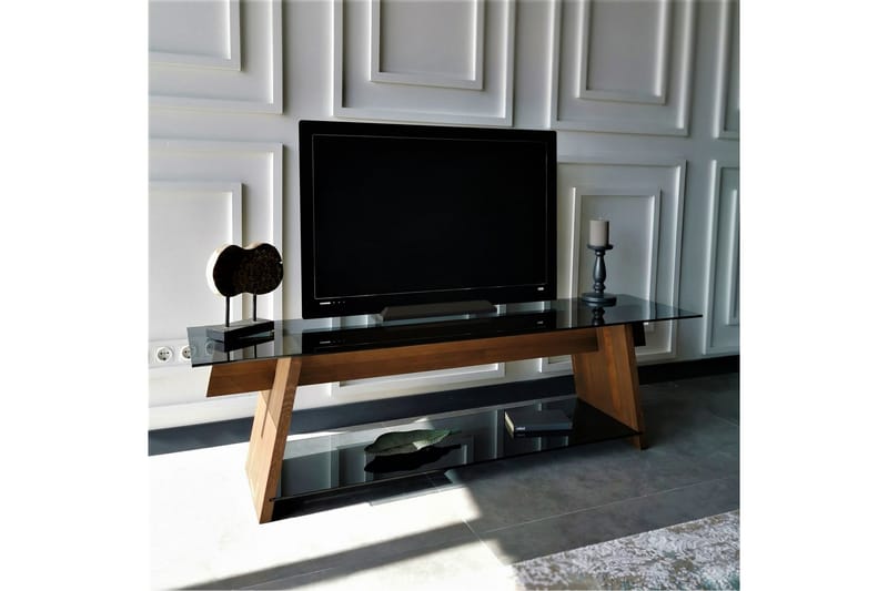 SCHAAK TV-Bänk 158 cm Valnöt/Svart - Möbler - Vardagsrum - Tv-möbler & mediamöbler - Tv-bänkar