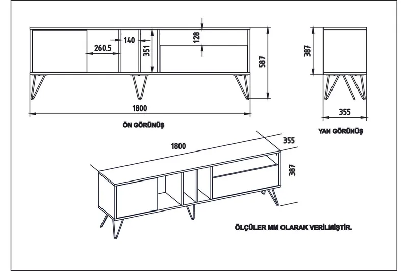Schwefel TV-Bänk 180 cm - Valnöt|Svart|Vit - Möbler - Vardagsrum - Tv-möbler & mediamöbler - Tv-bänkar