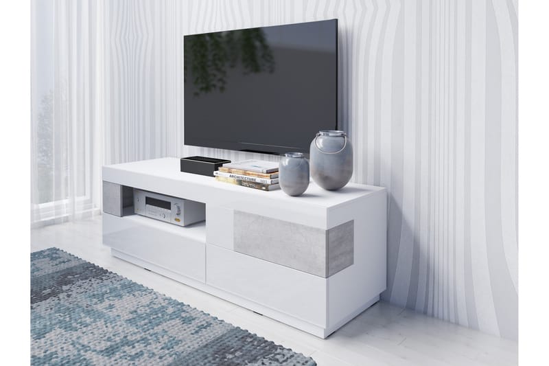 SCOGER TV-bänk 160 cm Vit/Trä - Vit/Trä - Möbler - Vardagsrum - Tv-möbler & mediamöbler - Tv-bänkar