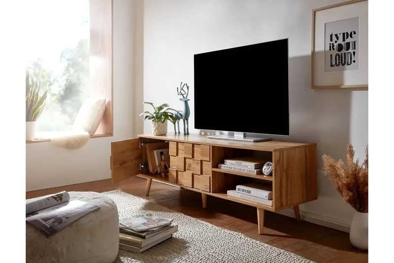 Seddik Tv-bänk 51x160 cm Rektangulär - Brun - Möbler - Vardagsrum - Tv-möbler & mediamöbler - Tv-bänkar