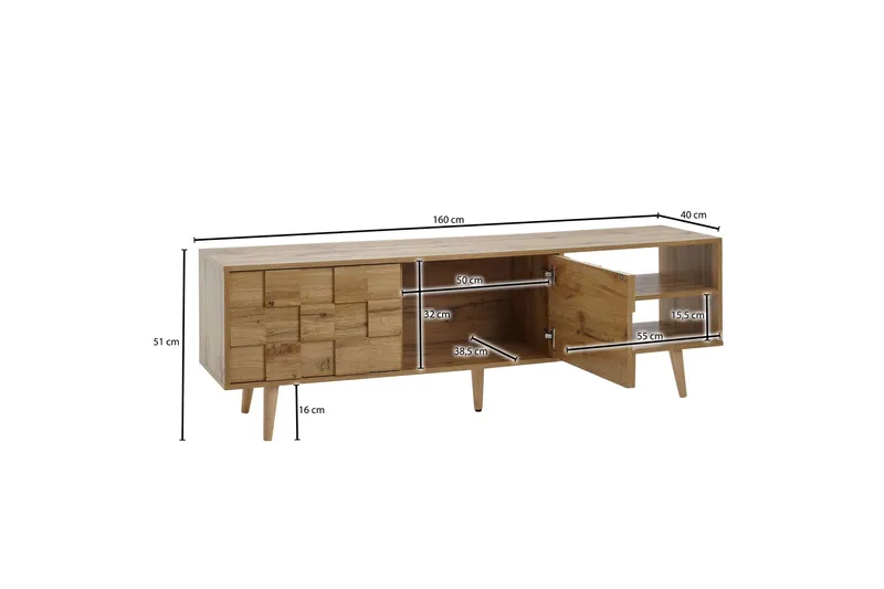 Seddik Tv-bänk 51x160 cm Rektangulär - Brun - Möbler - Vardagsrum - Tv-möbler & mediamöbler - Tv-bänkar