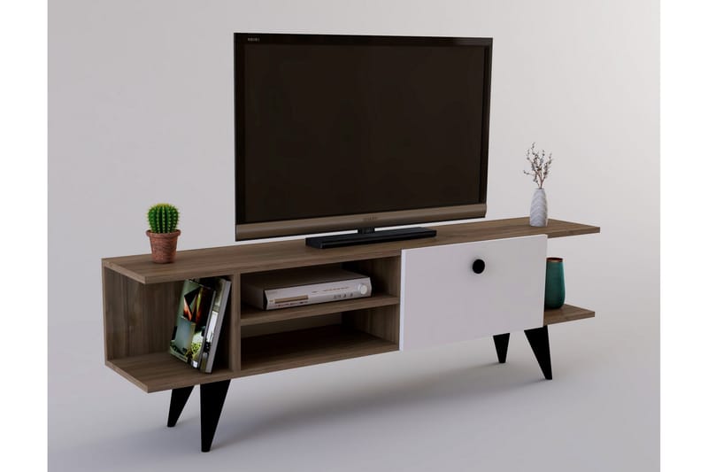 SEMAR Tv-bänk 120 cm Valnöt/Vit - Möbler - Vardagsrum - Tv-möbler & mediamöbler - Tv-bänkar