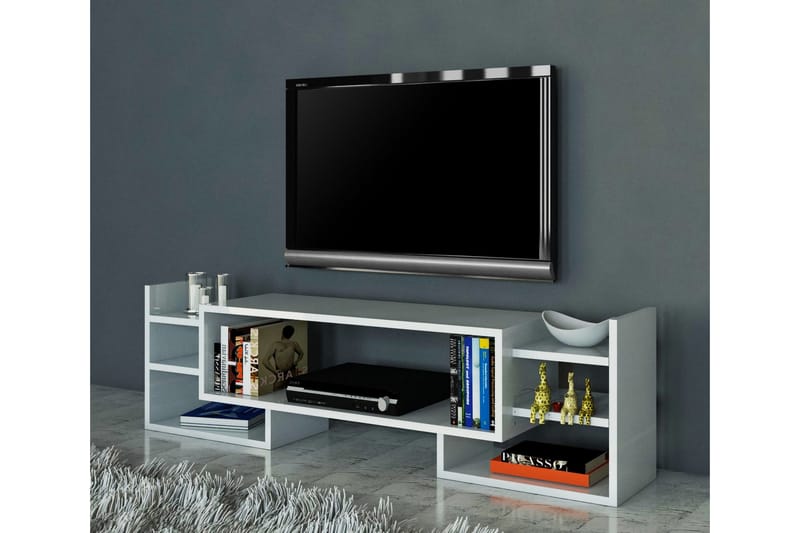 Semoure Golvstående TV Bänk 90 cm med Förvaring i Målat Trä - Vit - Möbler - Vardagsrum - Tv-möbler & mediamöbler - Tv-bänkar