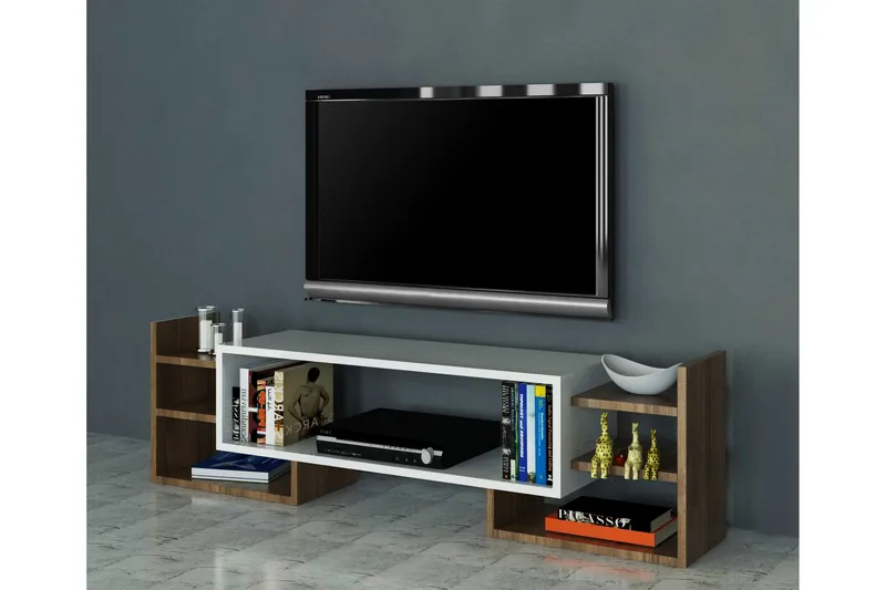 Semoure Tv-bänk 90 cm - Vit/Valnöt - Möbler - Vardagsrum - Tv-möbler & mediamöbler - Tv-bänkar