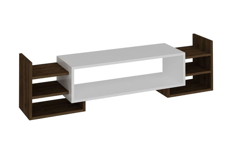 Semoure Tv-bänk 90 cm, Vit/Valnöt