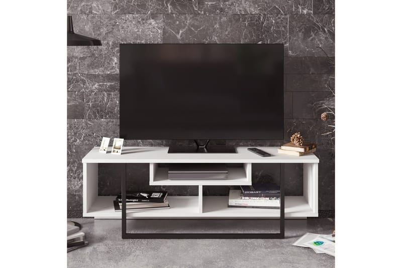 Sholly TV-Bänk 119 cm - Vit|Svart - Möbler - Vardagsrum - Tv-möbler & mediamöbler - Tv-bänkar
