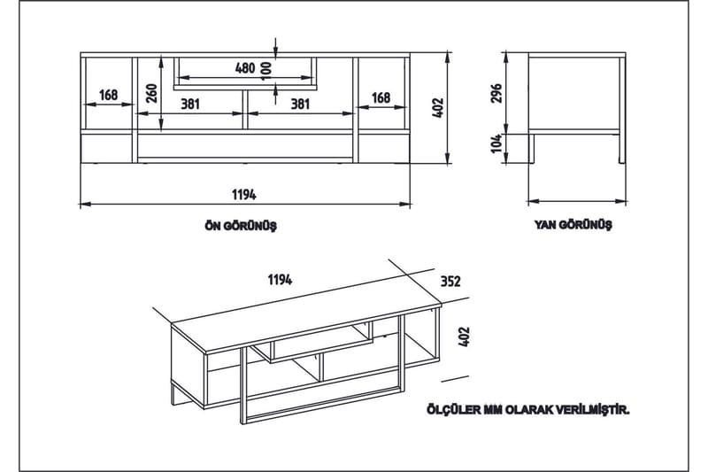 Sholly TV-Bänk 119 cm - Vit|Svart - Möbler - Vardagsrum - Tv-möbler & mediamöbler - Tv-bänkar