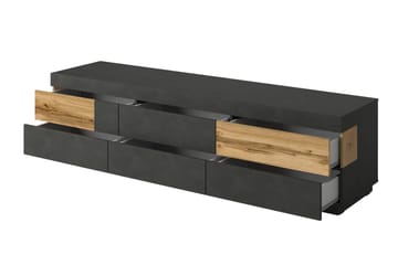 Silke Modern Golvstående TV-bänk 206 cm med Förvaring i Ek - Antracit - Möbler - Vardagsrum - Tv-möbler & mediamöbler - Tv-bänkar