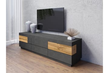 Silke Modern Golvstående TV-bänk 206 cm med Förvaring i Ek - Antracit - Möbler - Vardagsrum - Tv-möbler & mediamöbler - Tv-bänkar