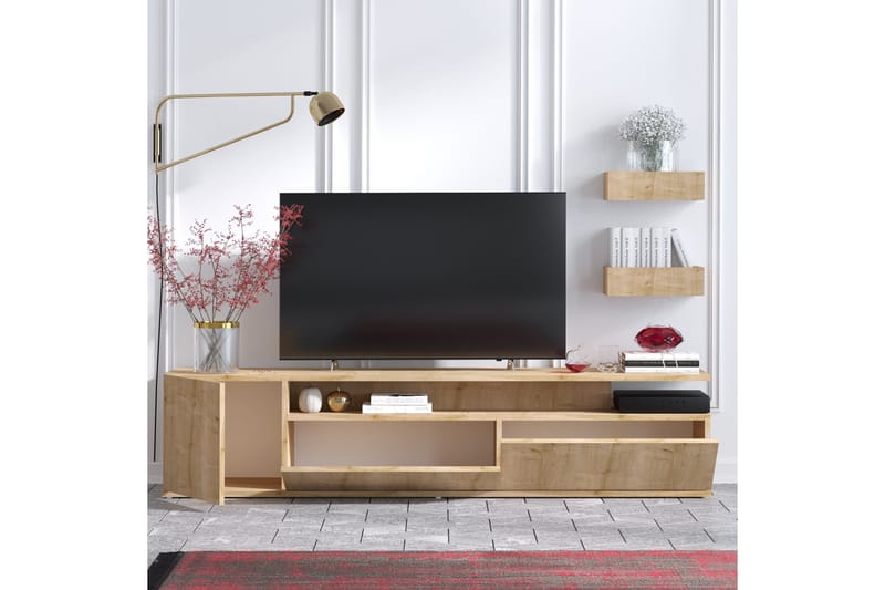 Sinox Golvstående TV Bänk 180 cm med Förvaring i Målat Trä - Ljusbrun - Möbler - Vardagsrum - Tv-möbler & mediamöbler - Tv-bänkar