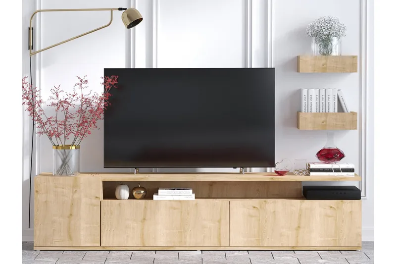 Sinox Tv-bänk 180 cm, Natur/Vit
