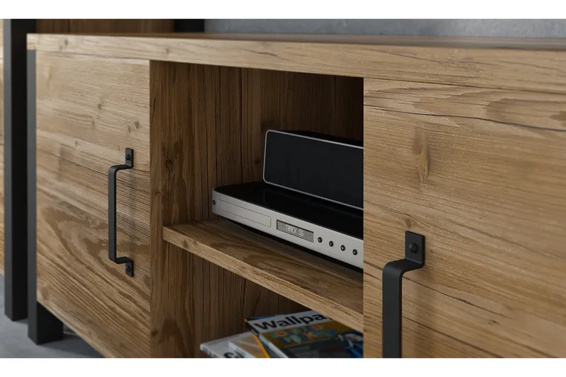 Skarebol TV-bänk 147 cm - Svart/Trä/Natur - Möbler - Vardagsrum - Tv-möbler & mediamöbler - Tv-bänkar
