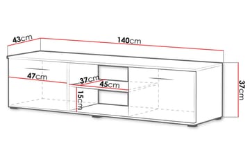 Soho Golvstående TV Bänk 140 cm med Förvaring i Målat Trä - Svart - Möbler - Vardagsrum - Tv-möbler & mediamöbler - Tv-bänkar